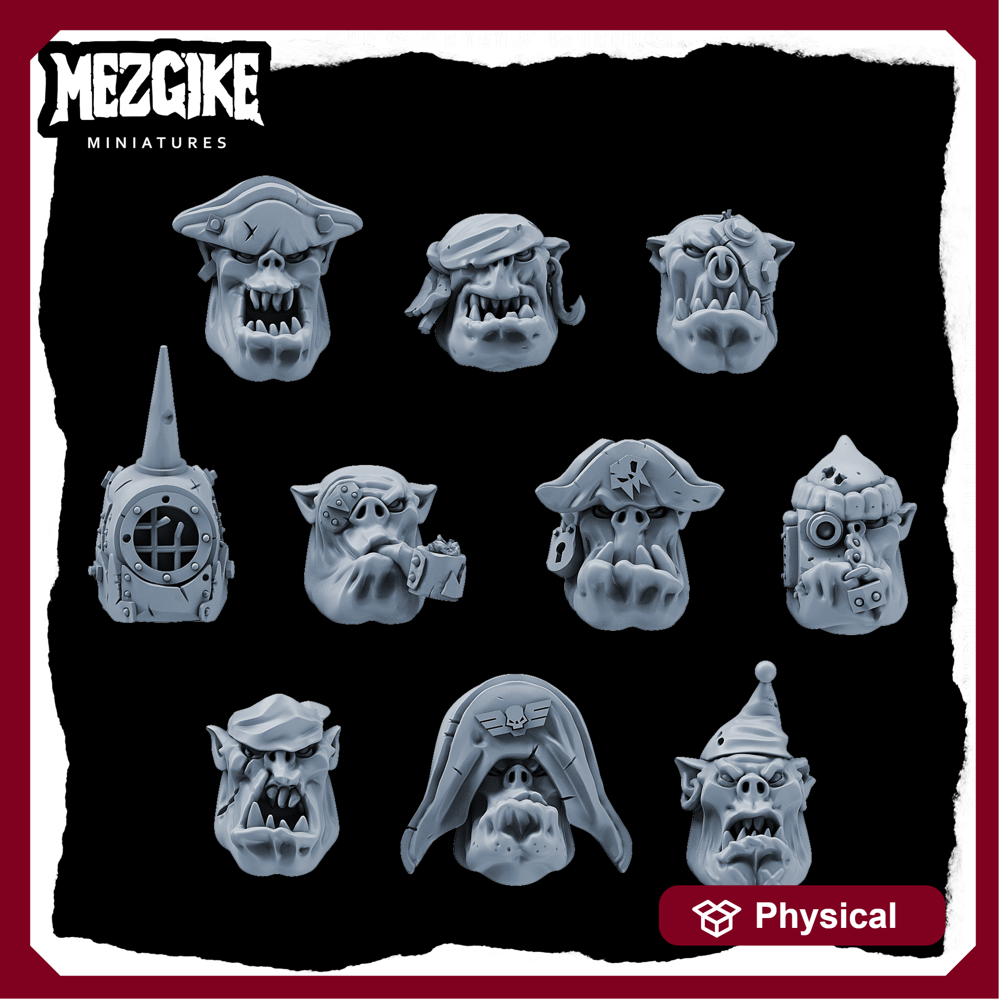 Orc freebooter pirate heads (physical miniatures conversion set