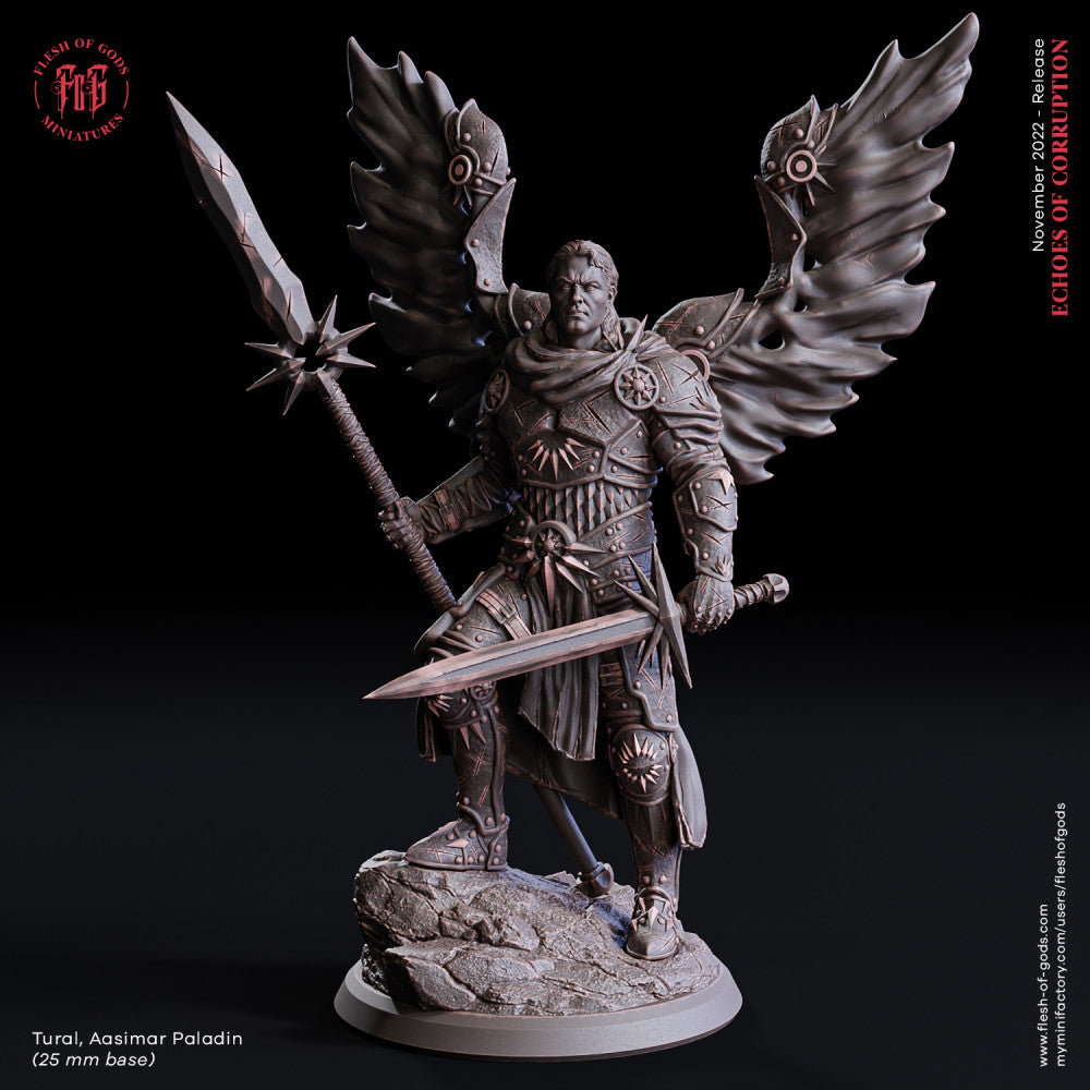 Tural, Aasimar Paladin - Flesh Of Gods - Miniatures by Only-Games.co