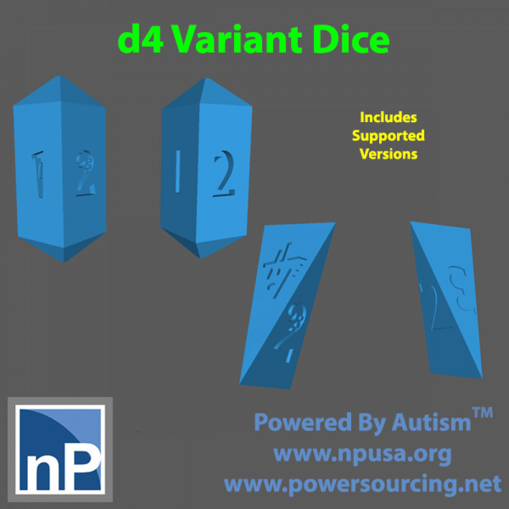 d4 Dice Variants, pack 1 - nonPareil Institute - Miniatures by