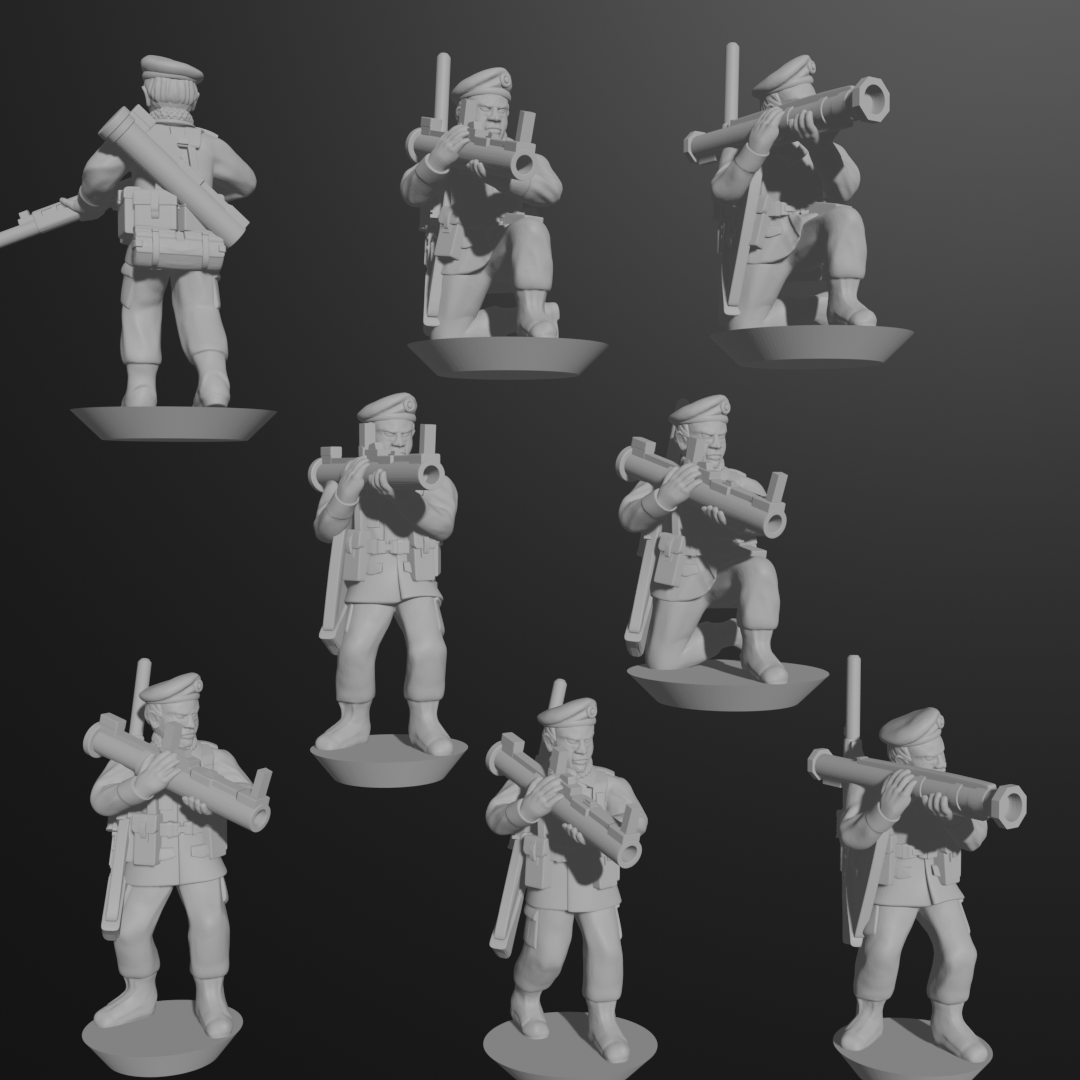 10 & 15mm British Infantry In Berets With Law Launchers (8 Poses 