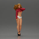 woman in heels, a string bikini, and a sultry mini shirt with sleeves - Only-Games