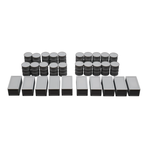 Oil Barrels x20 + Crates x10 - 28mm Wargaming Scatter Terrain Scenery Tabletop - Only-Games