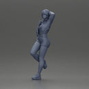 Sexy girl with short hair in mini jacket and shorts leaning on a car - Only-Games