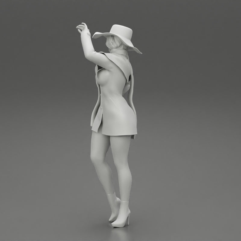 girl in christmas costume with hat standing and posing - Only-Games