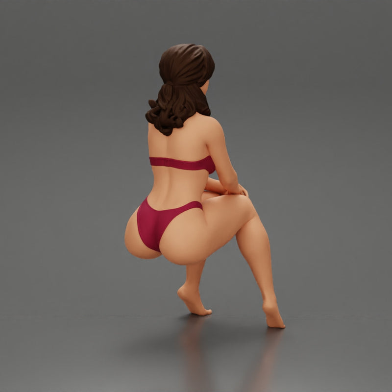 Sexy Girl in bikini Sitting On The Chair with hands on knees - Only-Games