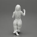 Sexy girl in lingerie bikini with long hair sitting on her knees - Only-Games