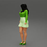 Young Woman in Mini Skirt shirt and Heels - Only-Games