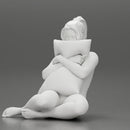 Naked girl scared sitting and holding a pillow while watching a horror movie on TV - Only-Games