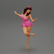 Sexy Woman In Dress Having Fun Holding One Leg - Only-Games