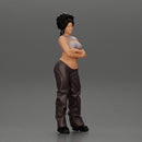 A chola girl with curly hair standing in large pants with crossed hands - Only-Games