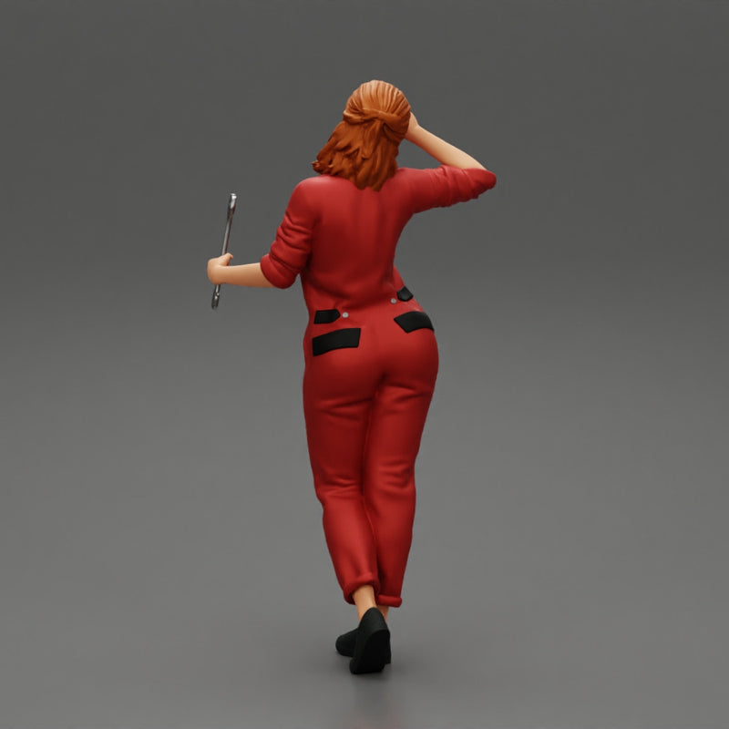 Tired woman mechanic holding a spanner - Only-Games