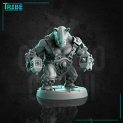 (0263) Male rhinoceros folk barbarian warrior with two hammers - Only-Games