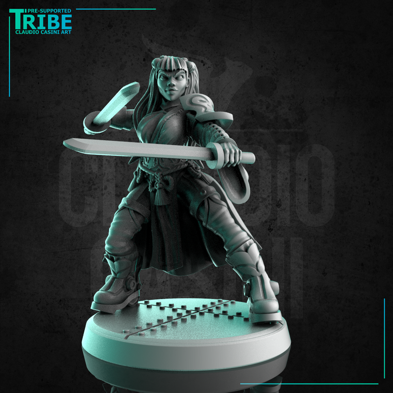 (0285) Female sci-fi ninja samurai warrior with a plasma swords - Only-Games