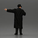 mafia man in gangster costume stands confidently while gesturing with his hands as if presenting something - Only-Games