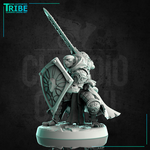 (0242) Male monkey folk ape man warrior with a sword and shield - Only-Games