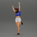 Happy girl in Mini shirt and shorts Standing on One Leg - Only-Games