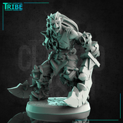 (0228)  Male Half troll barbarian warrior with two great swords - Only-Games