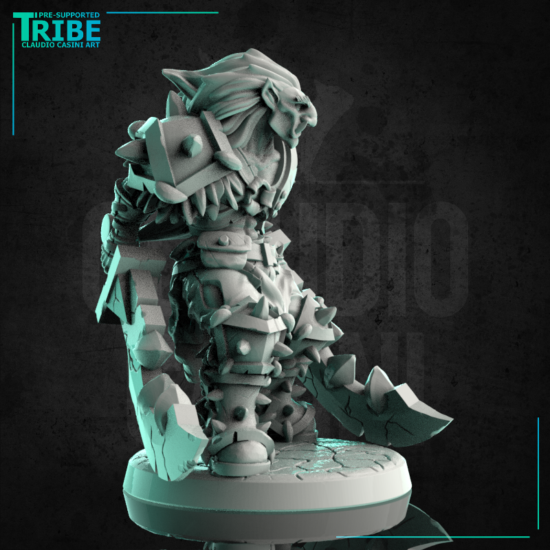 (0228)  Male Half troll barbarian warrior with two great swords - Only-Games