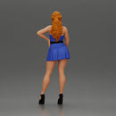 Confident Woman in Blue Dress Posing with Graceful Elegance - Only-Games