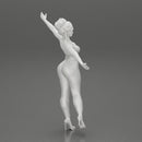 Happy Young Woman in pants Standing on One Leg holding phone - Only-Games