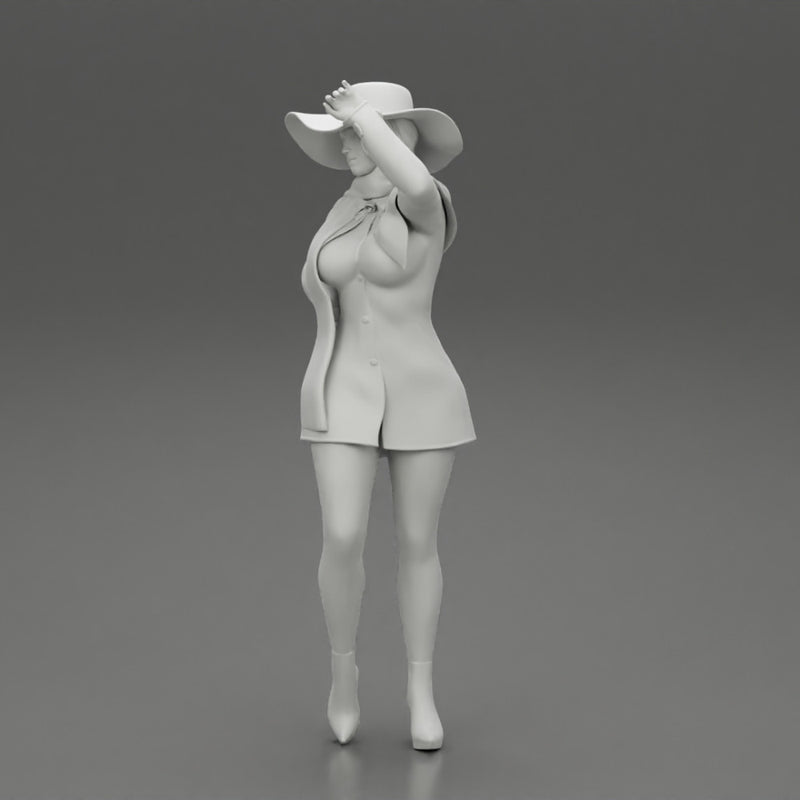 girl in christmas costume with hat standing and posing - Only-Games