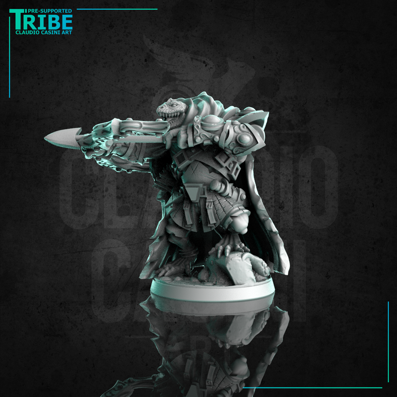 (0284) Male lizard folk troglodyte man ranger with bow and cape - Only-Games