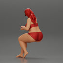 sexy fat woman in bikini summer scarf in the beach putting sunscreen - Only-Games