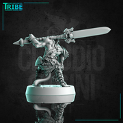 (0298) Male monkey man barbarian warrior with halberd spear - Only-Games