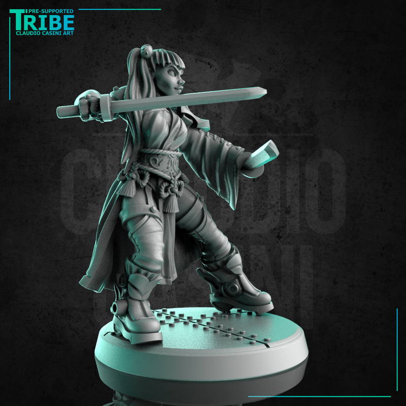 (0285) Female sci-fi ninja samurai warrior with a plasma swords - Only-Games