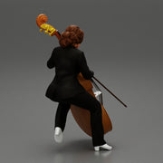 Beautiful young woman musician sitting on a vintage double bass - Only-Games