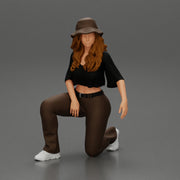 Chola Girl in hat sitting on knee hugging her dog - Only-Games