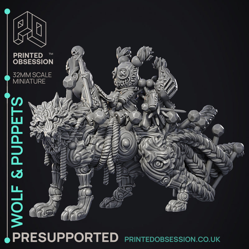 Wolf  & Puppets - Free Model for Painting Competition - PRESUPPORTED - Illustrated - 32mm scale - Only-Games