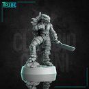 (0303) Female dragonborn dragon folk dragonid ranger with bow and arrows or sword or axe - Only-Games