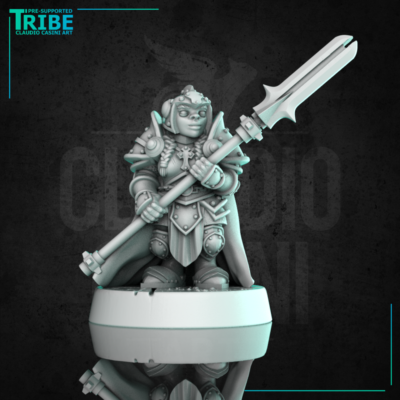 (0319) Female dwarf paladin cleric with complete armor mace or halberd - Only-Games