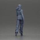 Woman Confidently Walks Forward in Stylish Green and Red Outfit - Only-Games