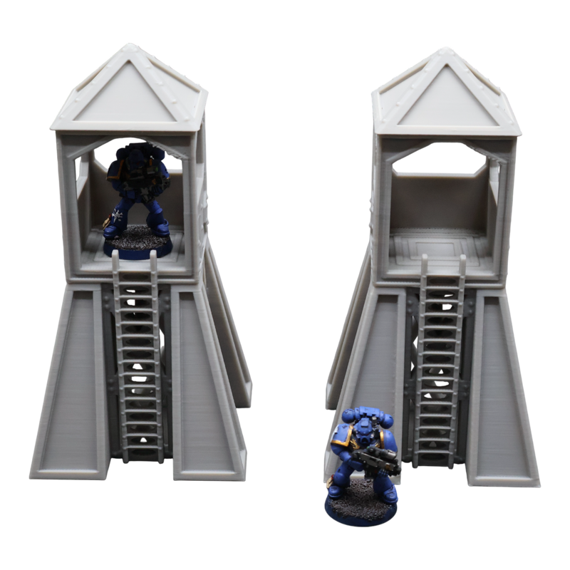 Command Station Watch Tower x2 - 28mm Wargaming Scatter Terrain Scenery Tabletop - Only-Games