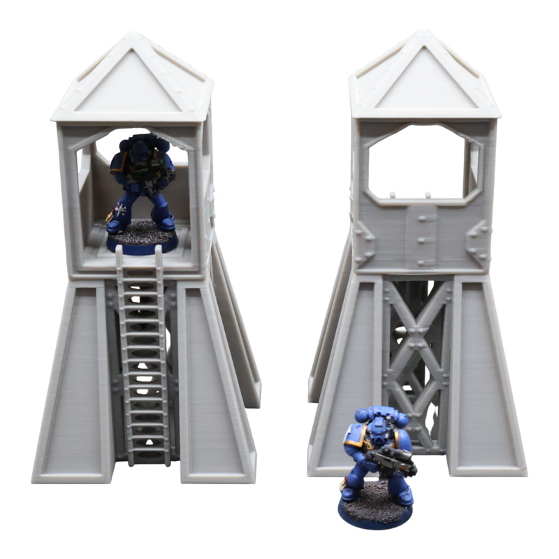Command Station Watch Tower x2 - 28mm Wargaming Scatter Terrain Scenery Tabletop - Only-Games