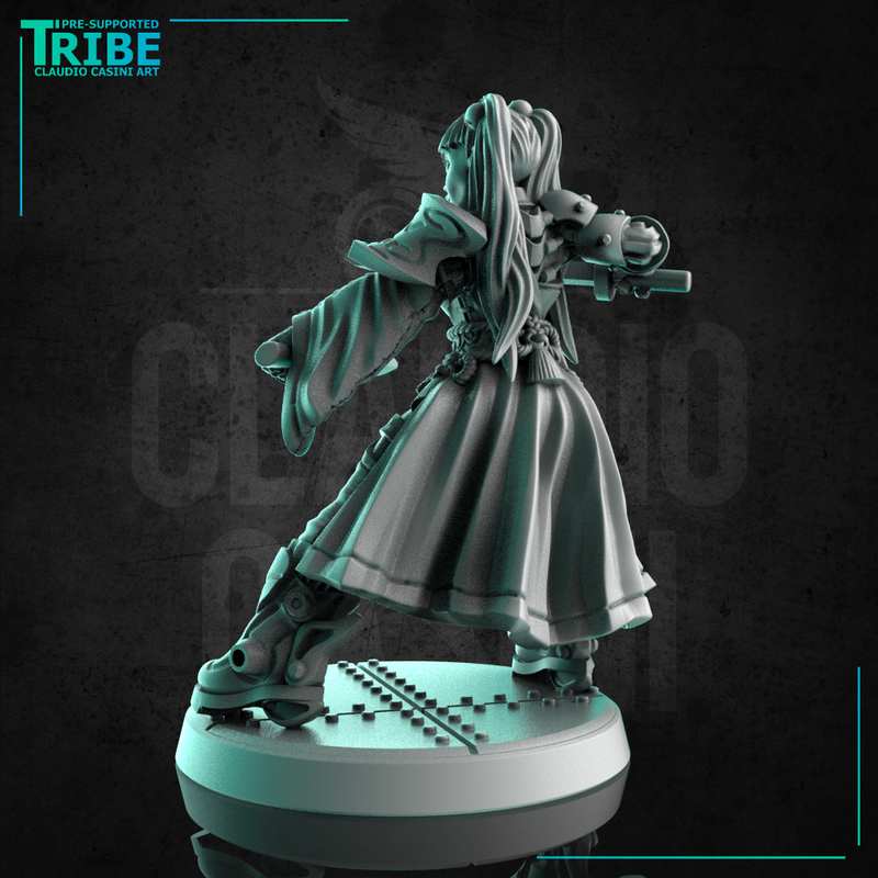 (0285) Female sci-fi ninja samurai warrior with a plasma swords - Only-Games