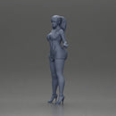 Elegant woman in dress posing confidently with playful charm - Only-Games