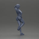 Sexy girl with short hair in shorts leaning on a car - Only-Games