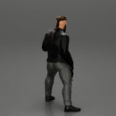 Rock man play white bass guitar in leather jacket  with long hair and beard - Only-Games