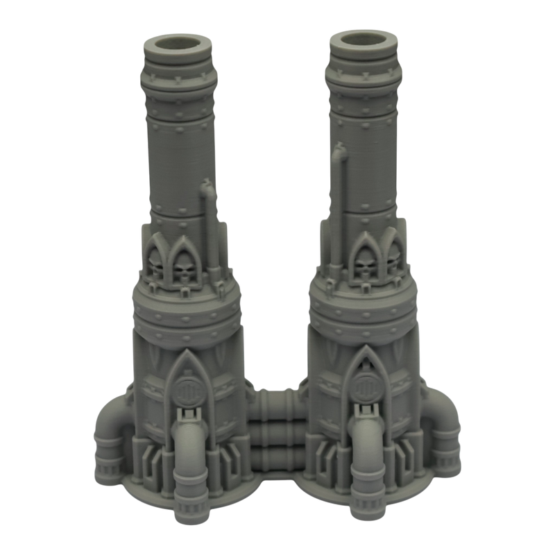 Dual Smokestack - 28mm Wargaming Scatter Terrain Scenery Tabletop Grimdark - Only-Games