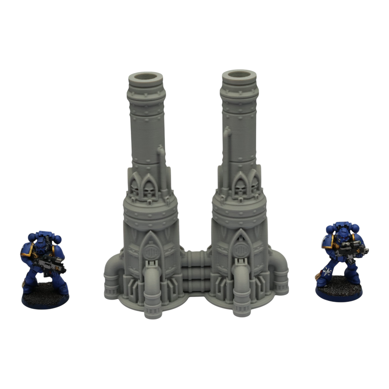 Dual Smokestack - 28mm Wargaming Scatter Terrain Scenery Tabletop Grimdark - Only-Games