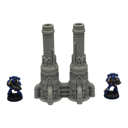 Dual Smokestack - 28mm Wargaming Scatter Terrain Scenery Tabletop Grimdark - Only-Games