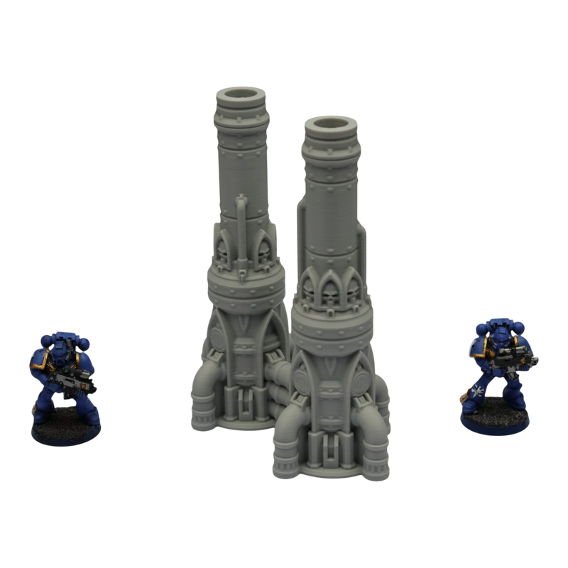 Dual Smokestack - 28mm Wargaming Scatter Terrain Scenery Tabletop Grimdark - Only-Games