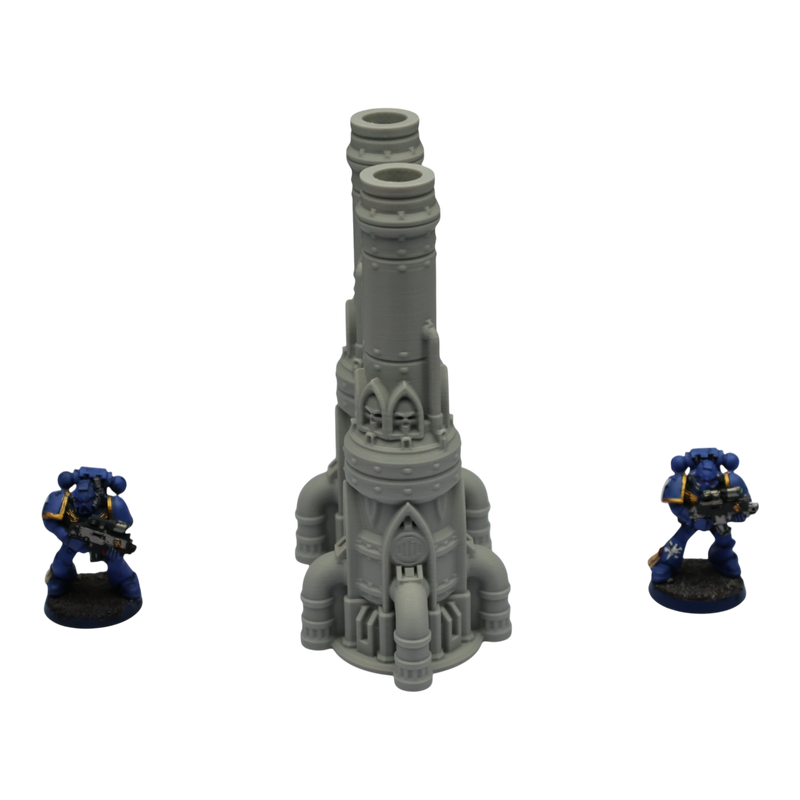 Dual Smokestack - 28mm Wargaming Scatter Terrain Scenery Tabletop Grimdark - Only-Games