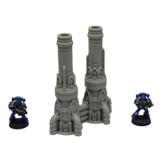 Dual Smokestack - 28mm Wargaming Scatter Terrain Scenery Tabletop Grimdark - Only-Games