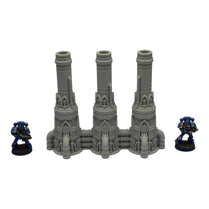 Triple Smokestack - 28mm Wargaming Scatter Terrain Scenery Tabletop Grimdark - Only-Games