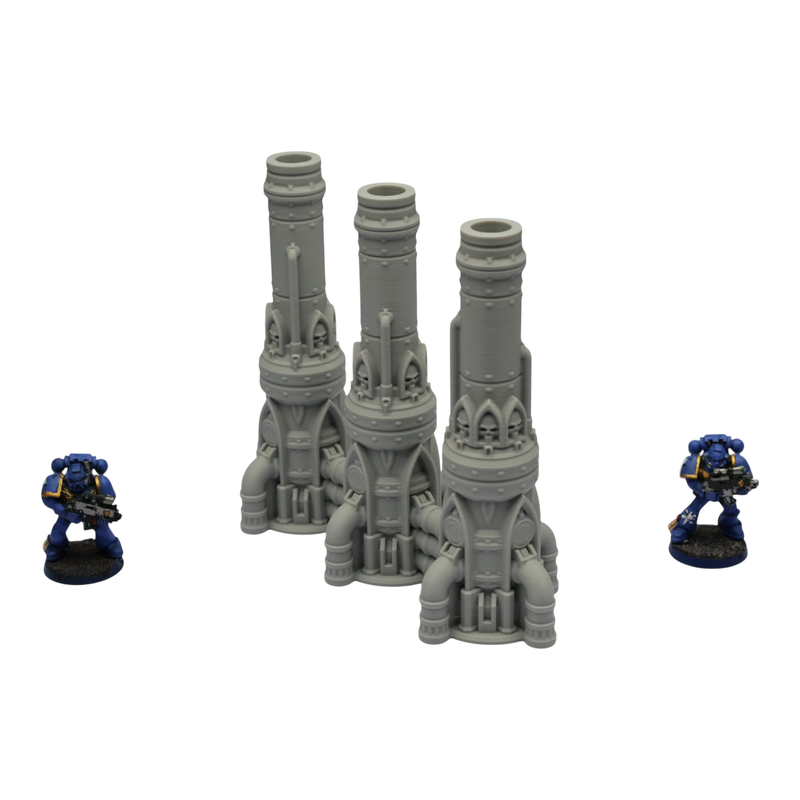 Triple Smokestack - 28mm Wargaming Scatter Terrain Scenery Tabletop Grimdark - Only-Games