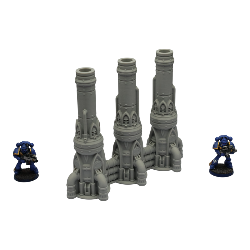 Triple Smokestack - 28mm Wargaming Scatter Terrain Scenery Tabletop Grimdark - Only-Games